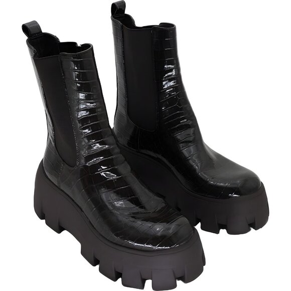 CIRCUS NY Croc Texture Ana Platform Boots Brown Size 8.5 - Picture 4 of 6